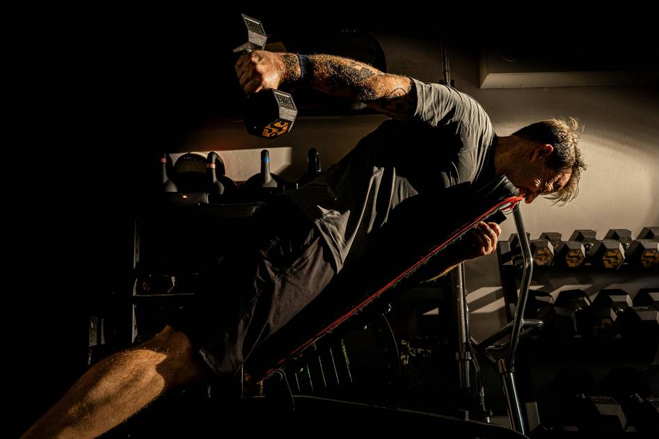 Blogger demonstrating functional fitness exercises for men over 40